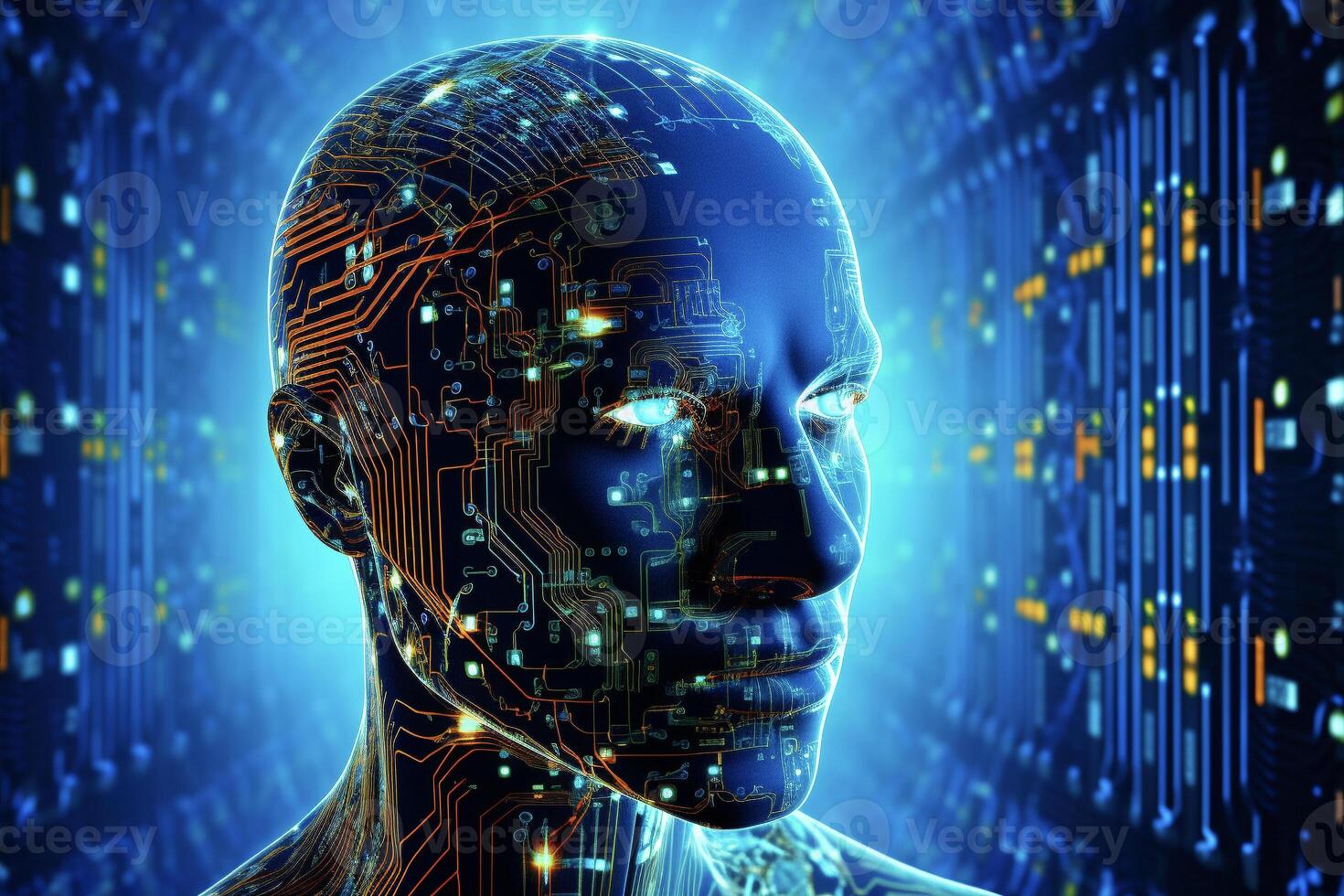 Artificial intelligence and machine learning concept. . photo