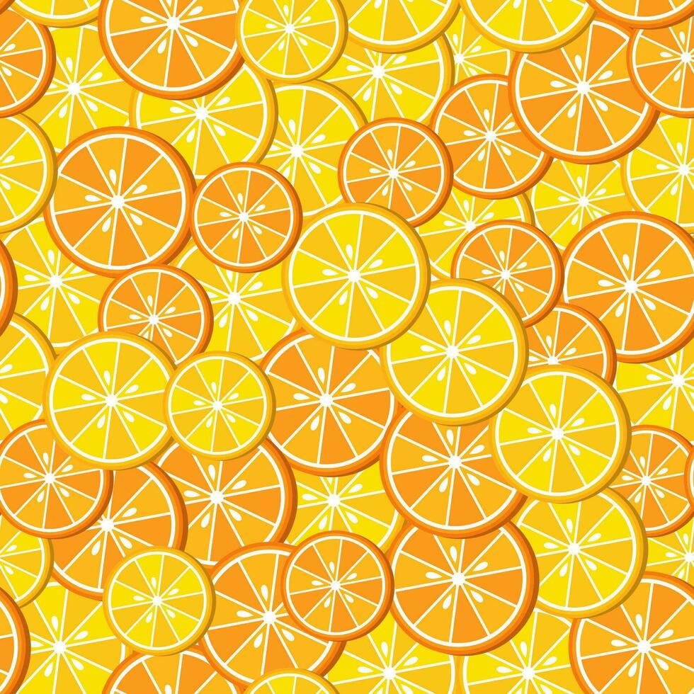 fondo con rodajas de cítricos, limón y naranja. composición brillante de frutas. bueno para la marca, la decoración del paquete de alimentos, el diseño de la cubierta, la impresión decorativa, el fondo. vector