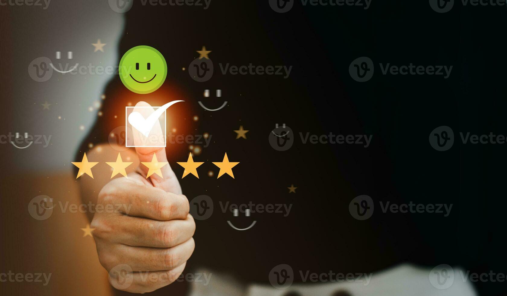 customer satisfaction survey concept get maximum satisfaction Rating excellent service experience Evaluation of product quality, customer service Satisfaction reviews the best quality. photo