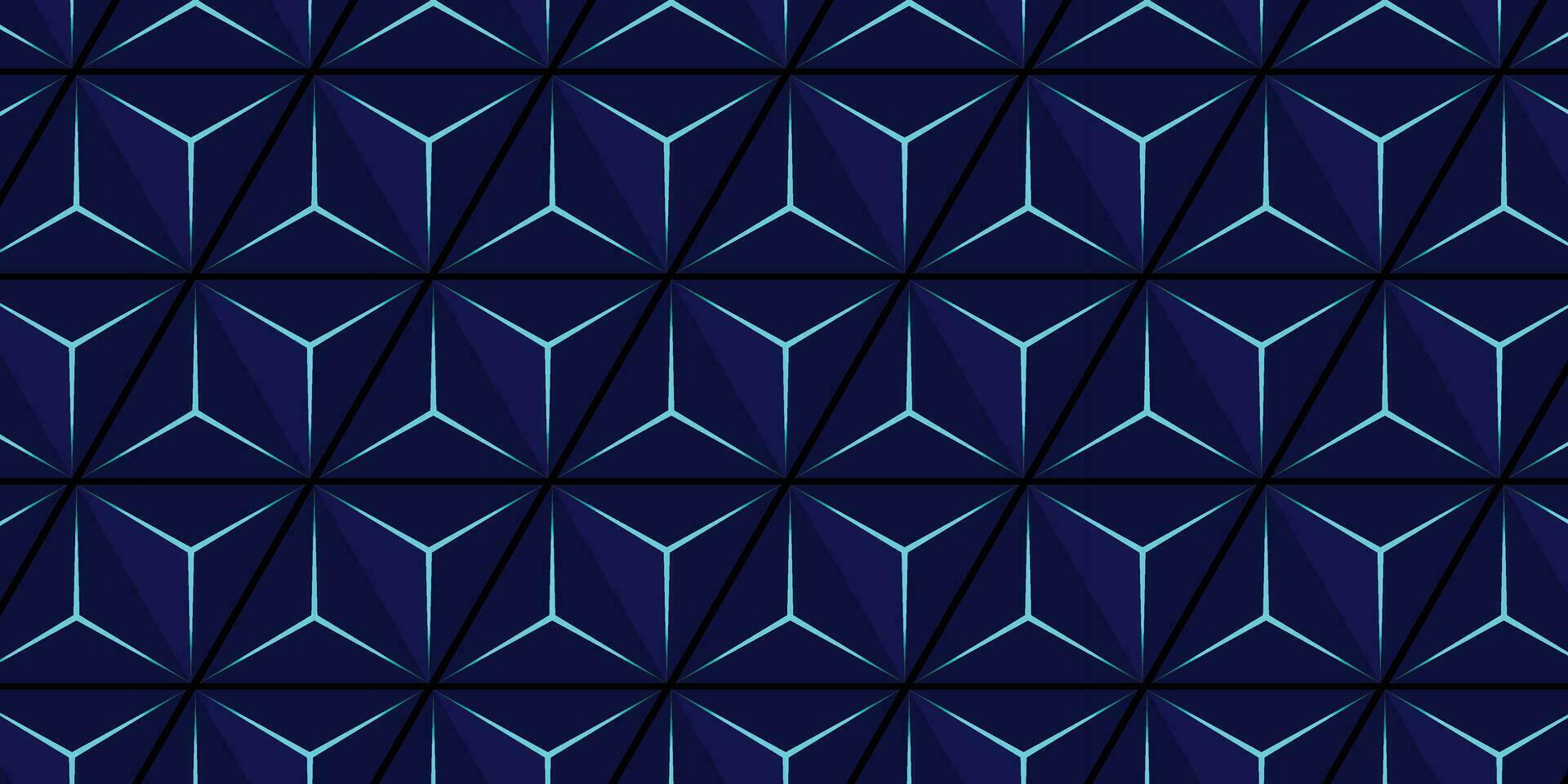 Background with triangular geometric shapes pyramids in blue shades with 3d render background vector