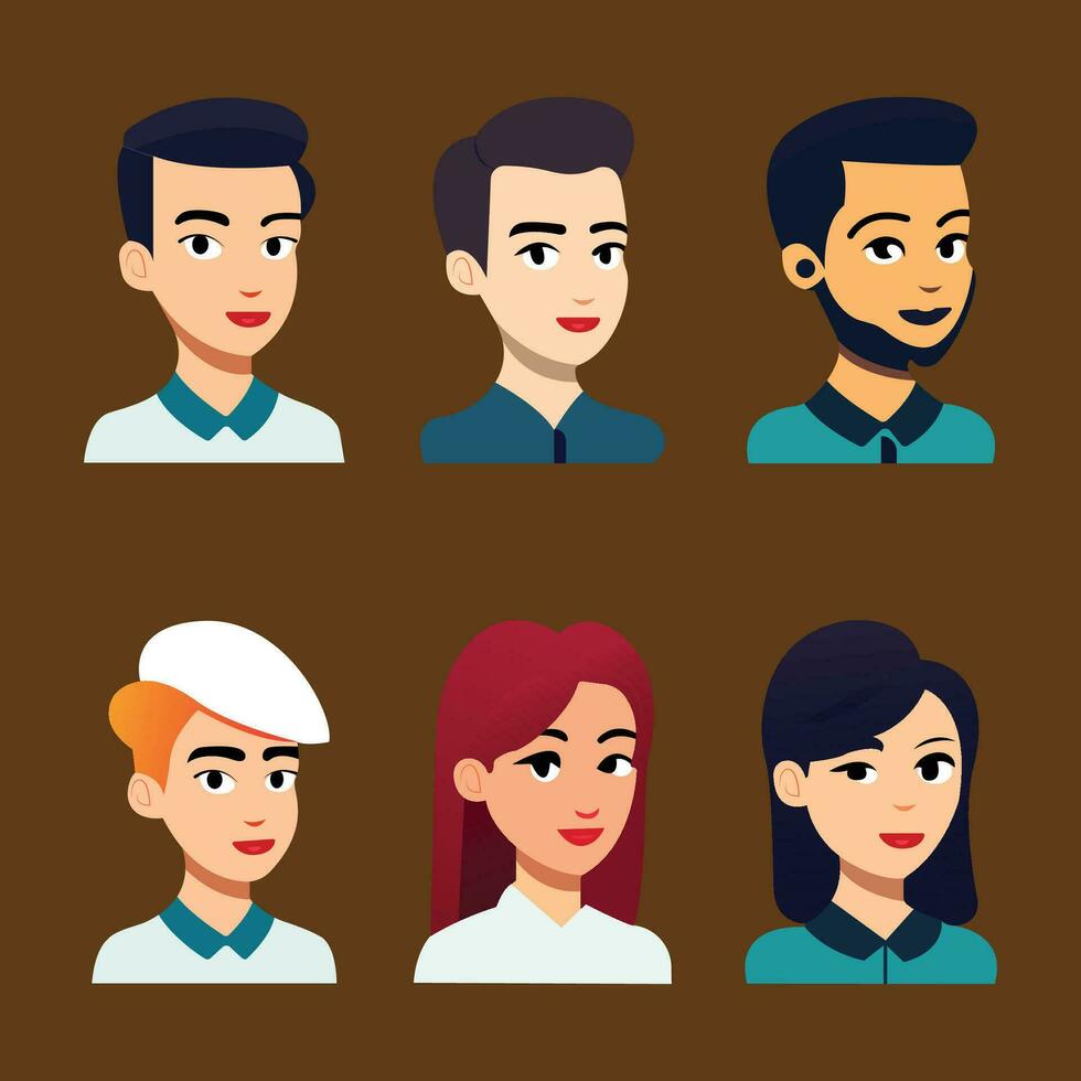 Free vector Male Female face character set