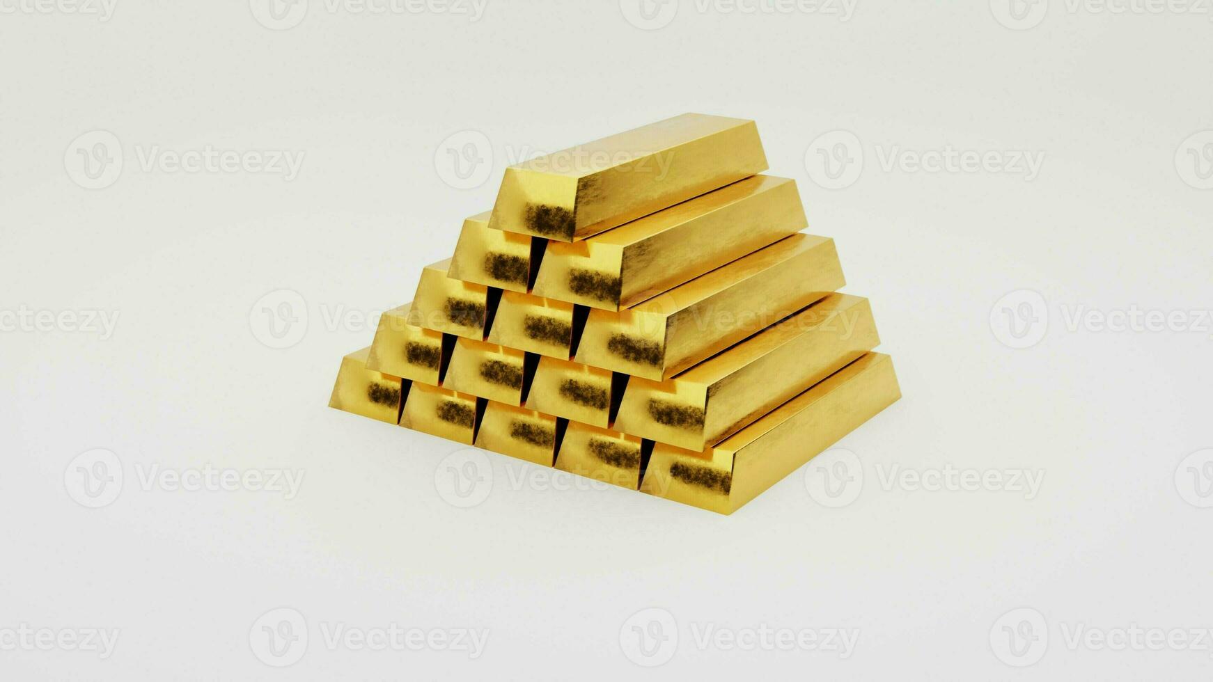 a pile of gold bars on a white background 3D render photo