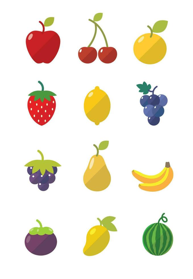 colección de frutas íconos vector