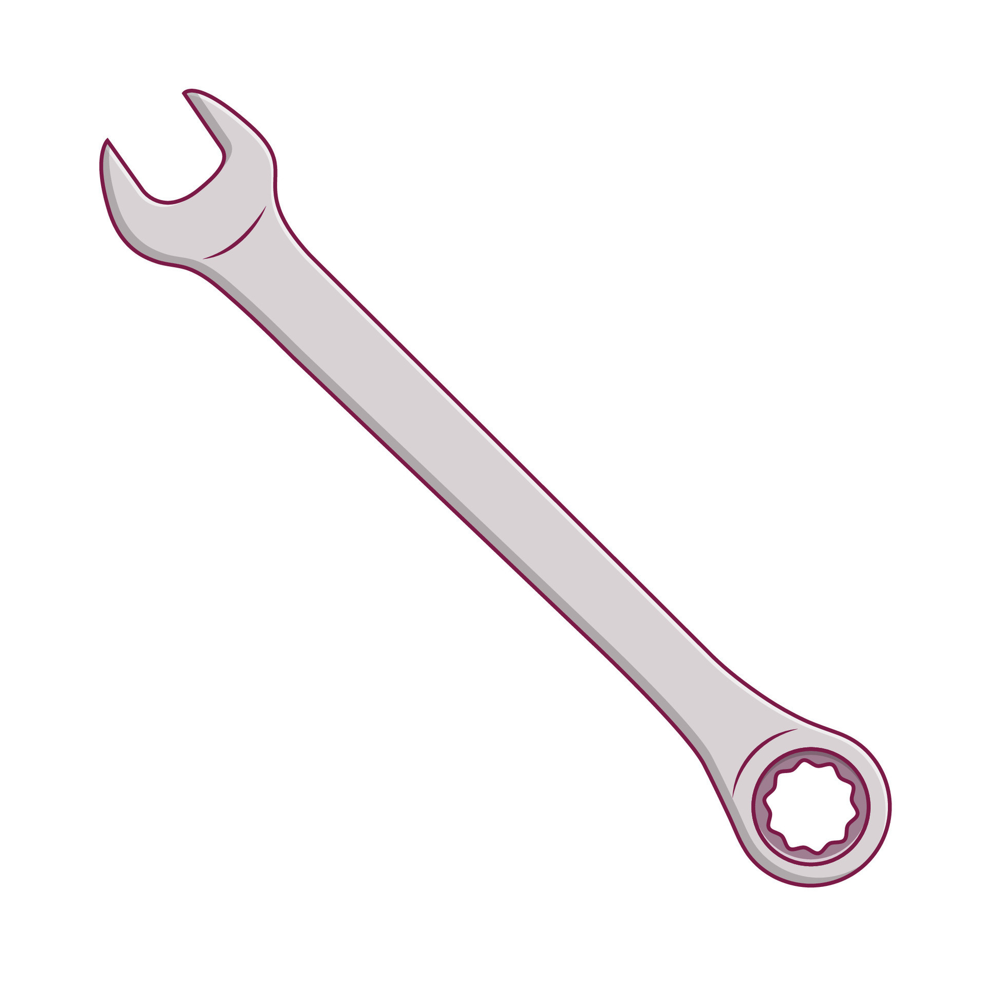 Ratchet and Spanner Vector Icon Illustration with Outline for Design