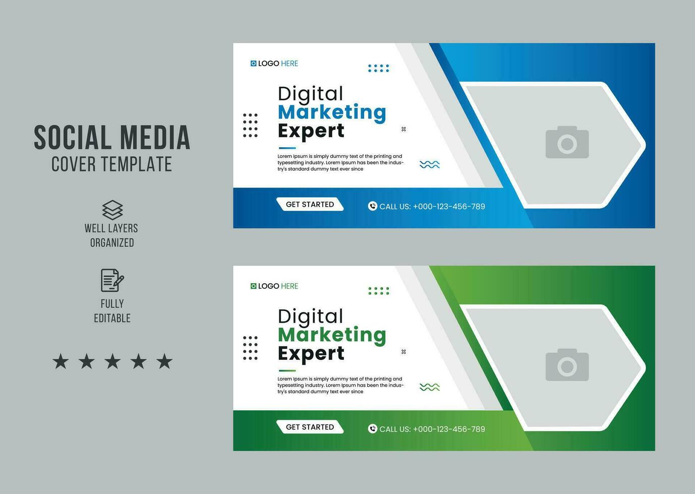Digital marketing agency social media cover template, web banner template, corporate banner, header, webinar banner design. Editable web Banner Template vector