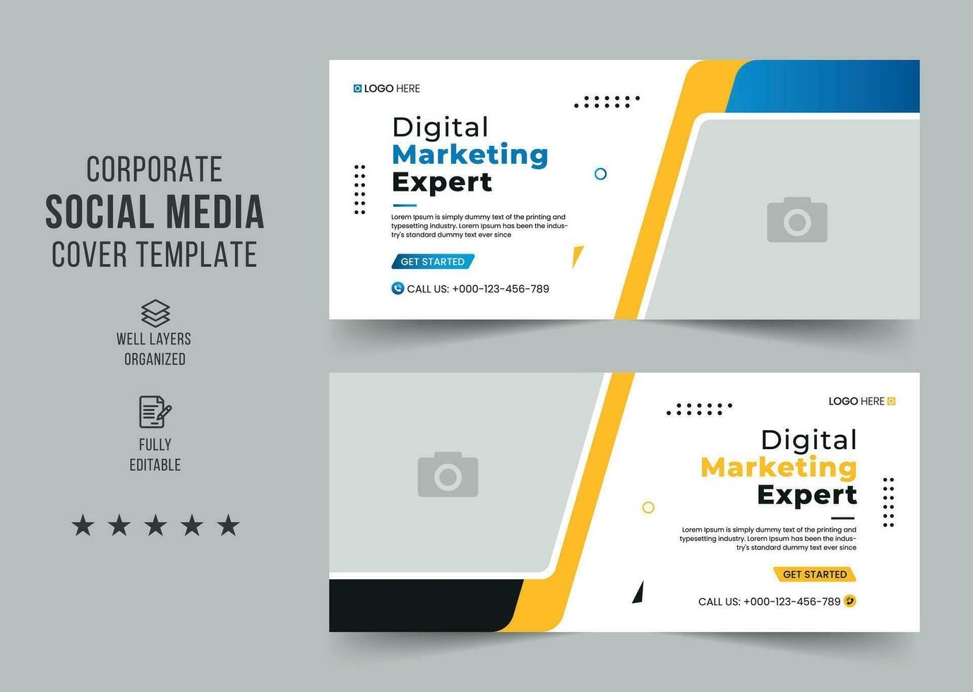 Digital marketing agency social media cover template, web banner template, corporate banner, header, webinar banner design. Editable web Banner Template vector