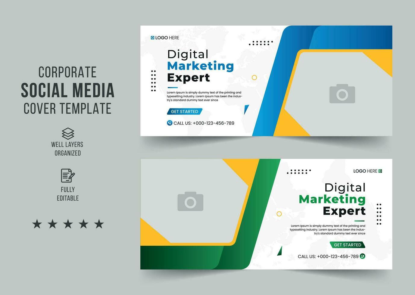 Digital marketing agency social media cover template, web banner template, corporate banner, header, webinar banner design. Editable web Banner Template vector
