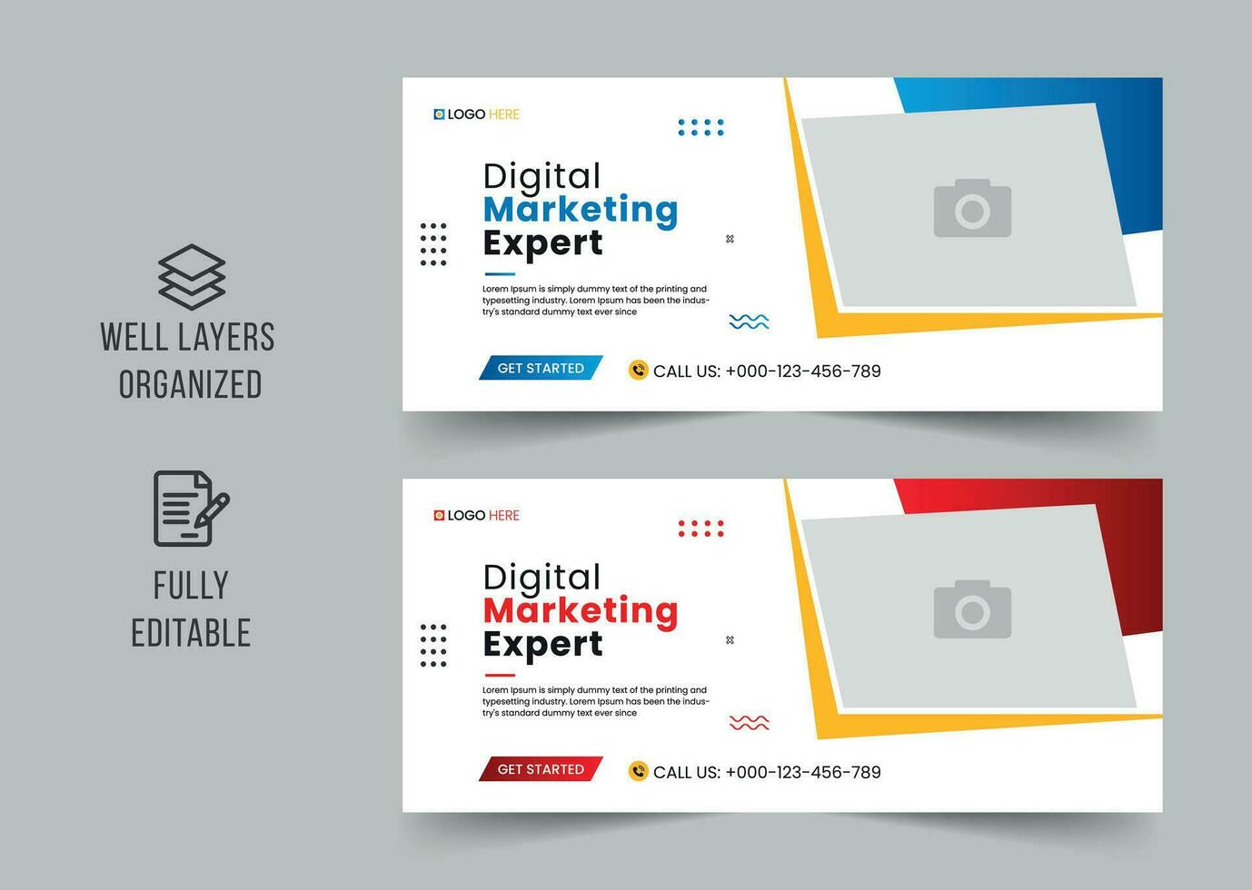 Digital marketing agency social media cover template, web banner template, corporate banner, header, webinar banner design. Editable web Banner Template vector