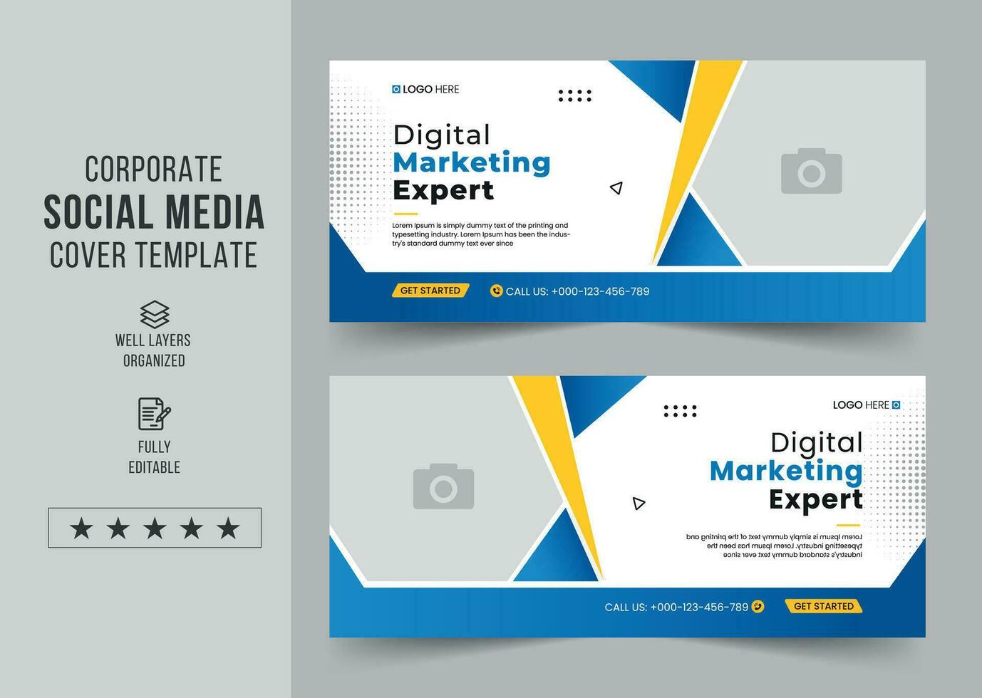 Digital marketing agency social media cover template, web banner template, corporate banner, header, webinar banner design. Editable web Banner Template vector