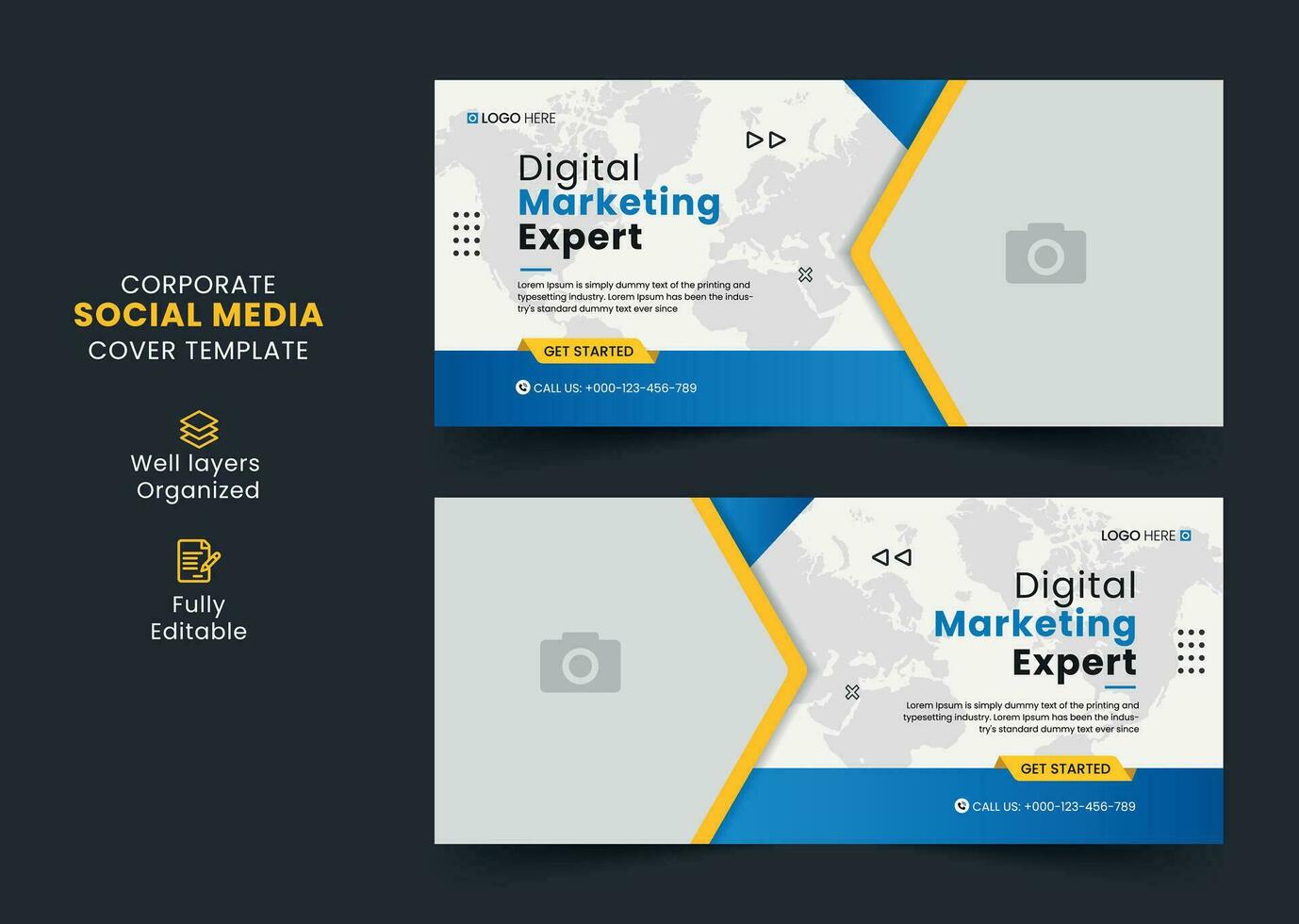 Digital marketing agency social media cover template, web banner template, corporate banner, header, webinar banner design. Editable web Banner Template vector