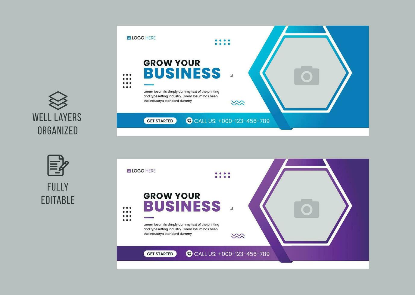 Digital marketing agency social media cover template, web banner template, corporate banner, header, webinar banner design. Editable web Banner Template vector