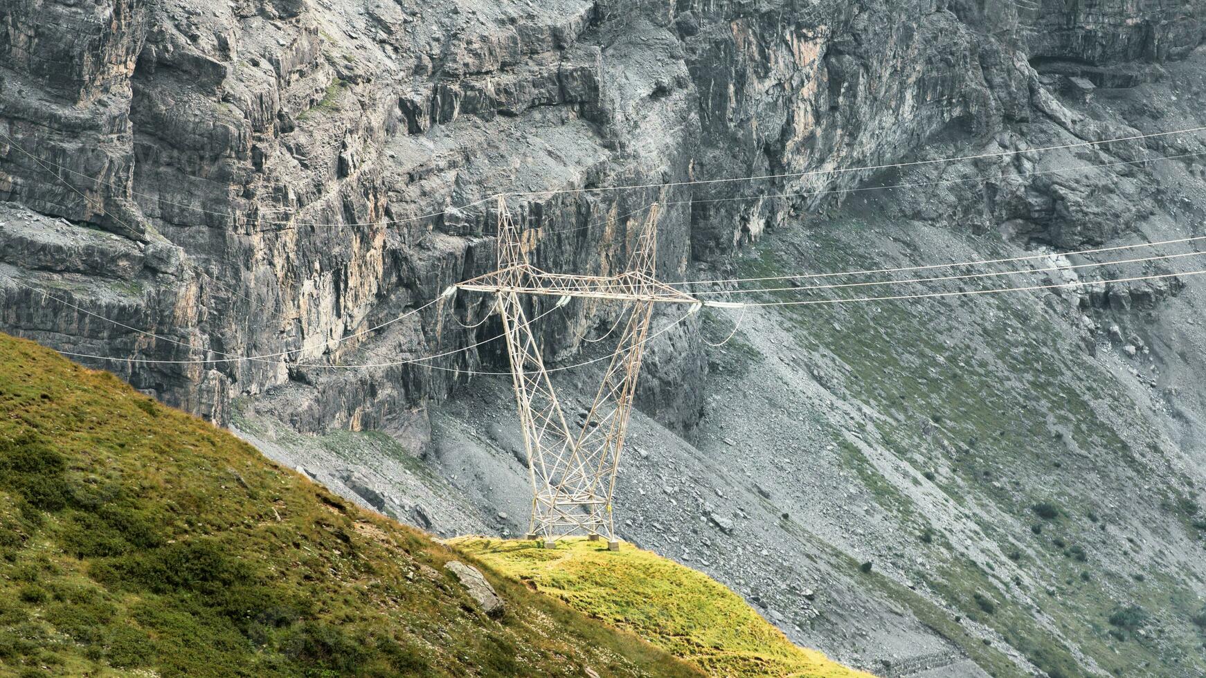 High-tension passage in a high mountain pylon photo