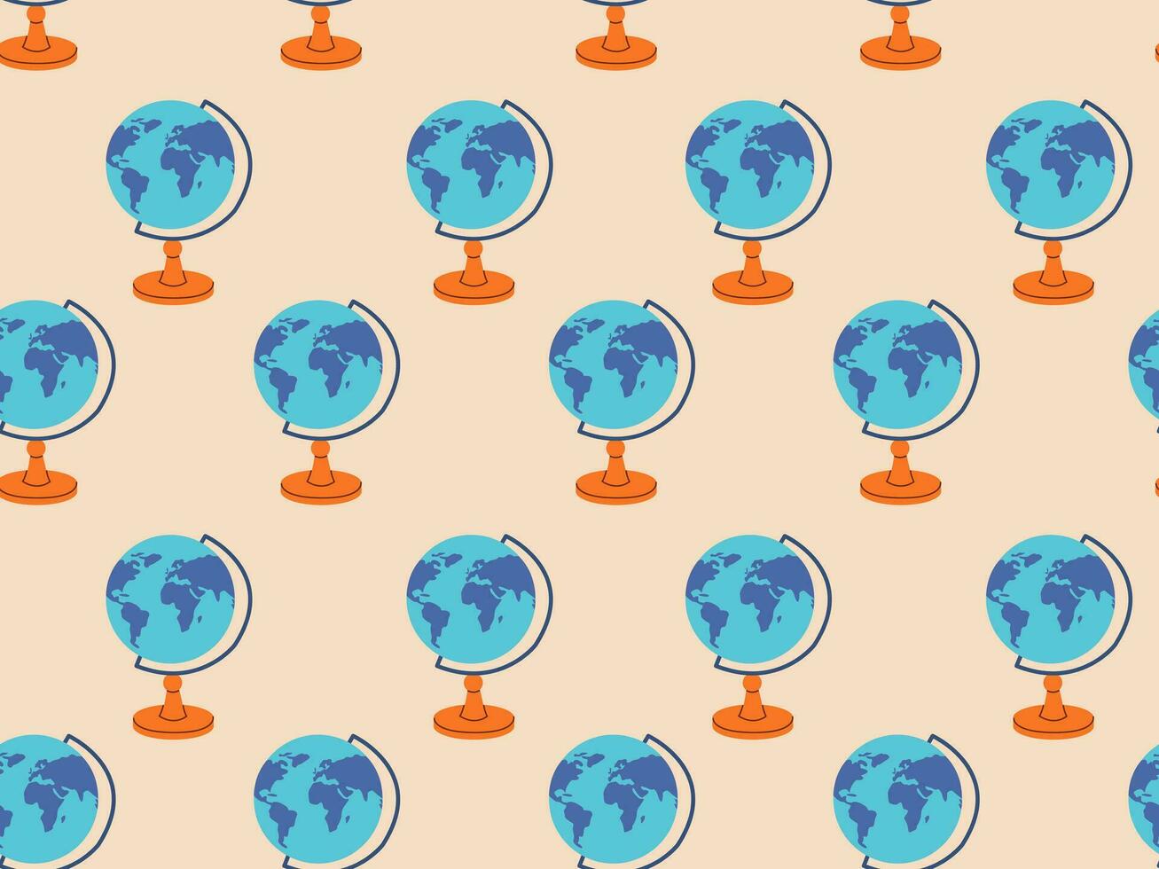 Seamless pattern of Earth globe. Vector graphic illustration. Creative sphere model of global world.