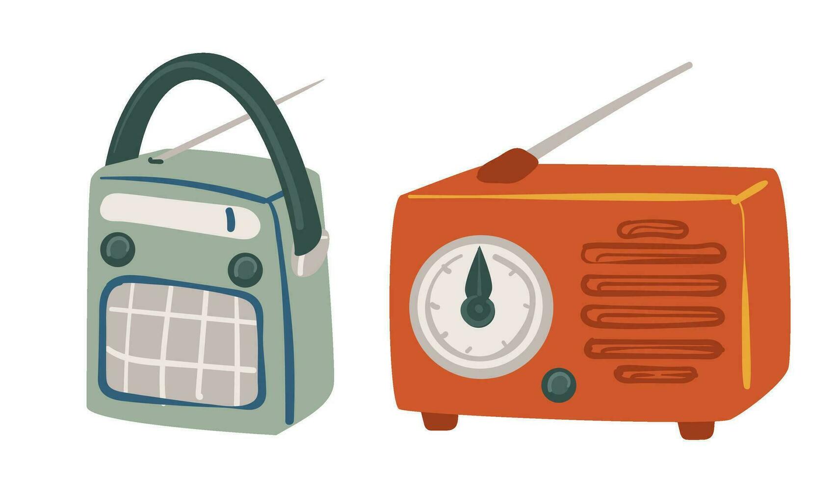 Radio with recording and playing functions retro vector