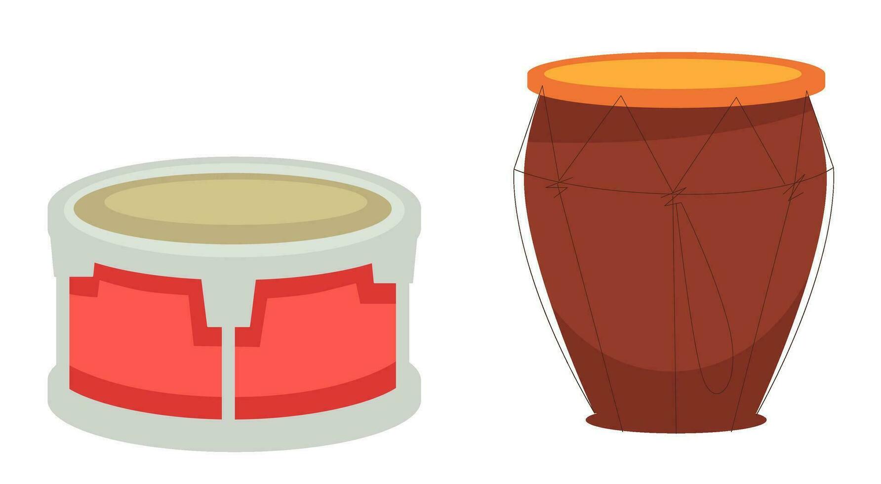 Percussion instruments for playing songs, drums vector