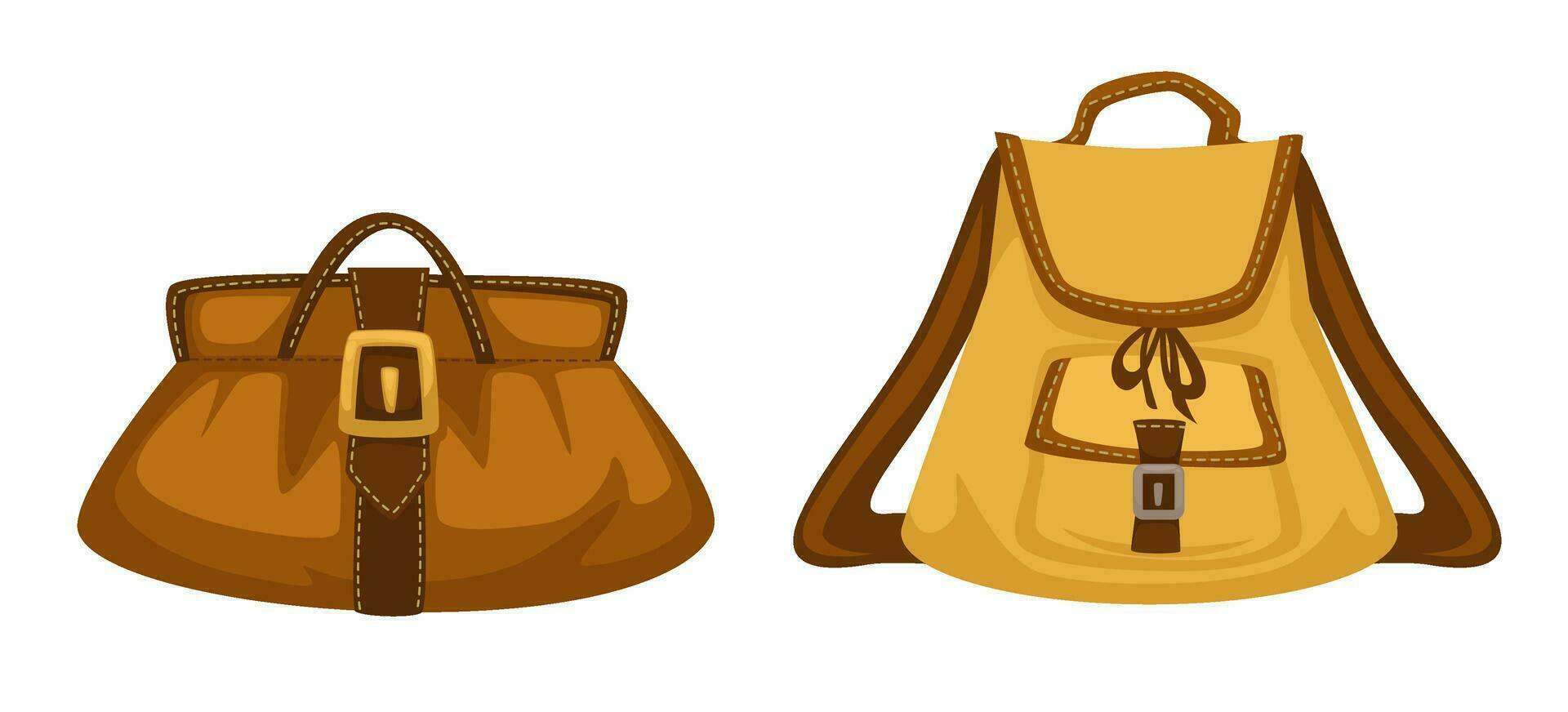 Rucksacks and bags with pockets and straps vector