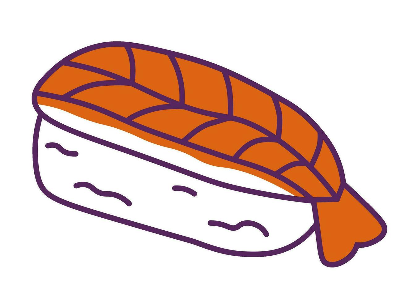 Sushi ebi made of rice and shrimp, Asian meal vector