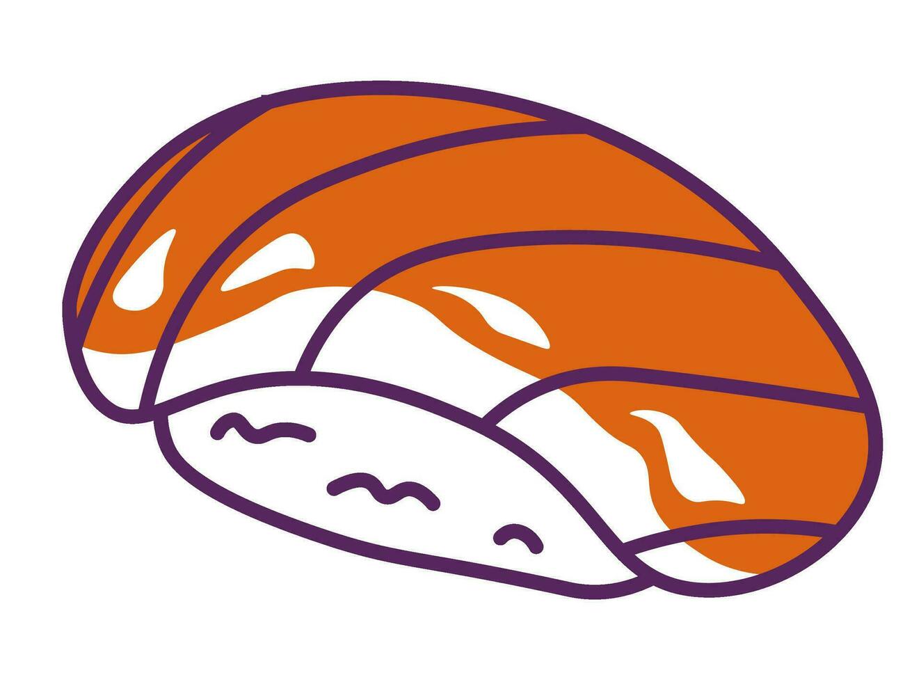 Sushi hirame or tai, pressed rice and salmon slice vector