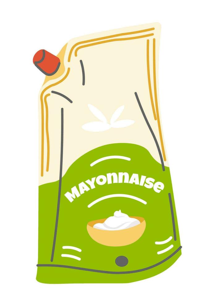 Organic and natural mayonnaise product package vector