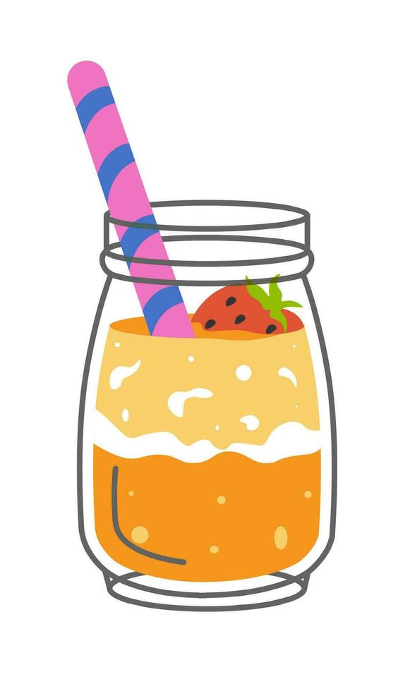 cóctel con naranja jugo y fresas vector
