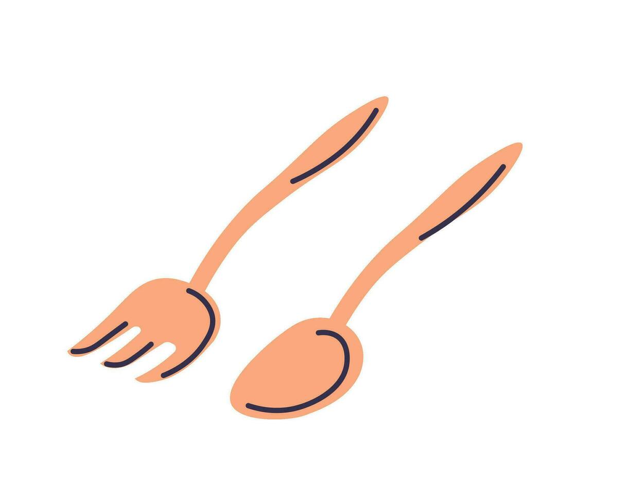Kitchenware and cutlery, fork and spoon for trips vector