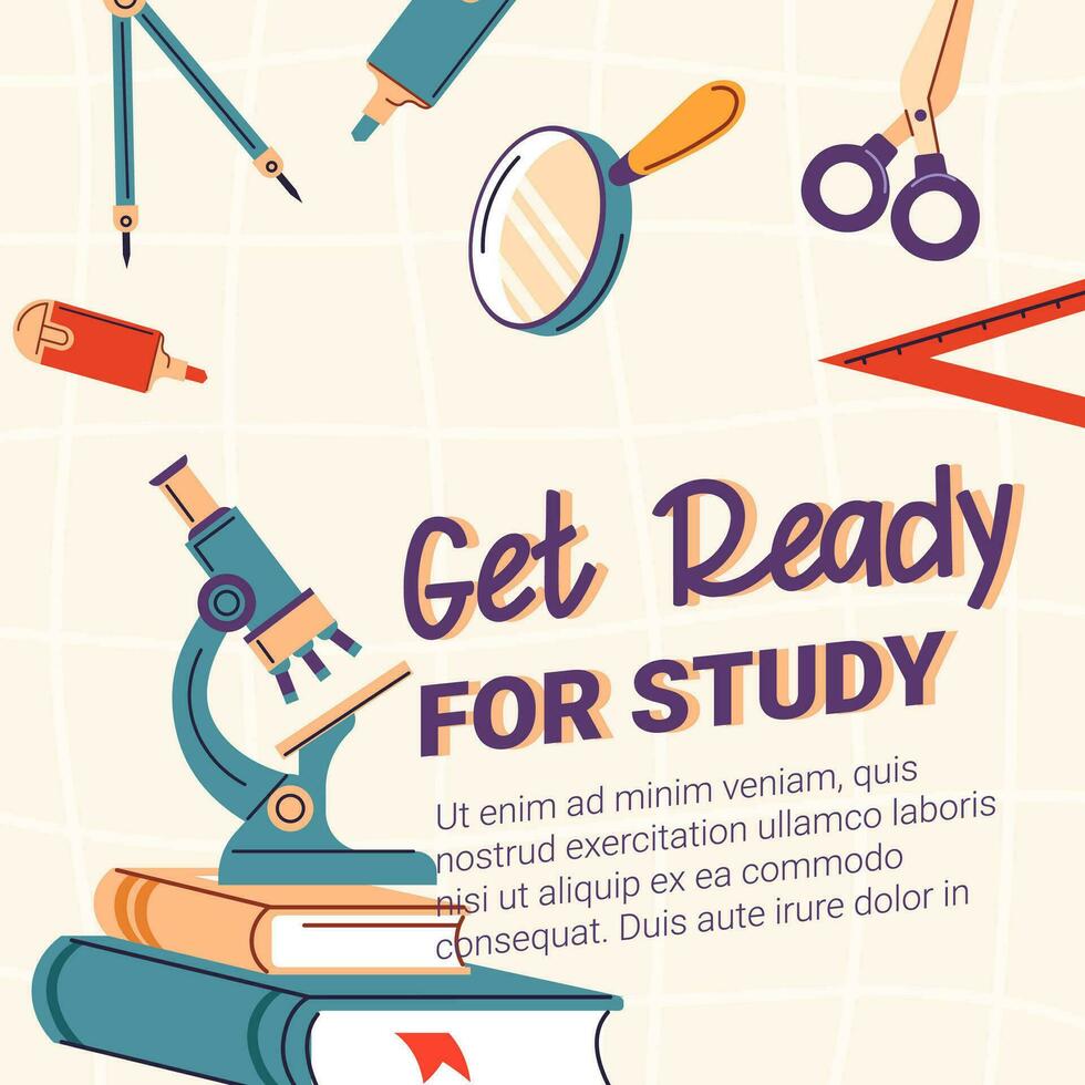 Get ready for study, courses and education vector