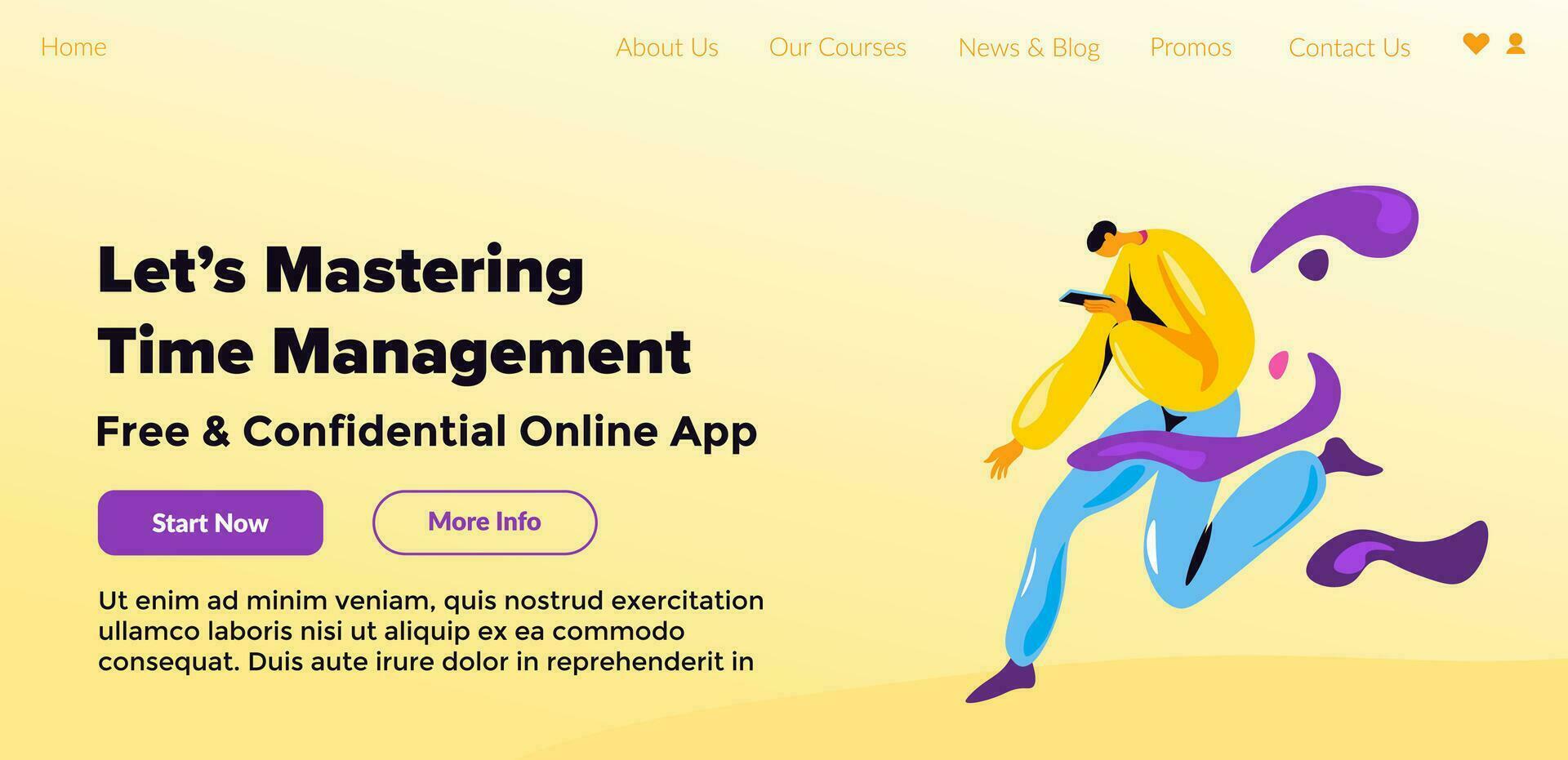 Lets mastering time management free online app vector