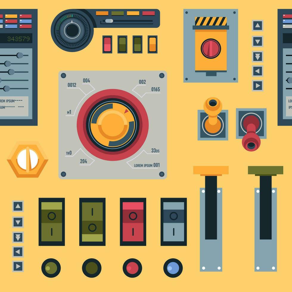 Panel with buttons and valves, control system vector