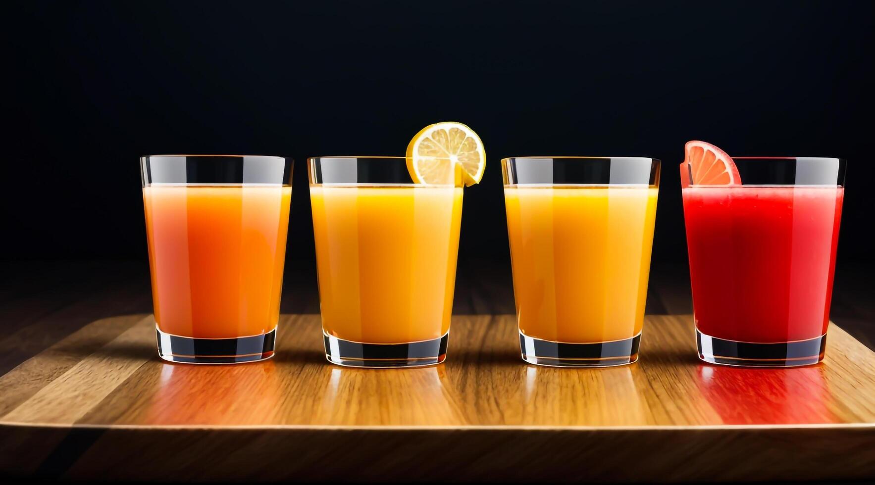 Healthy and Delicious Fruit Juice on glasses. Food photography. Ai generated. photo