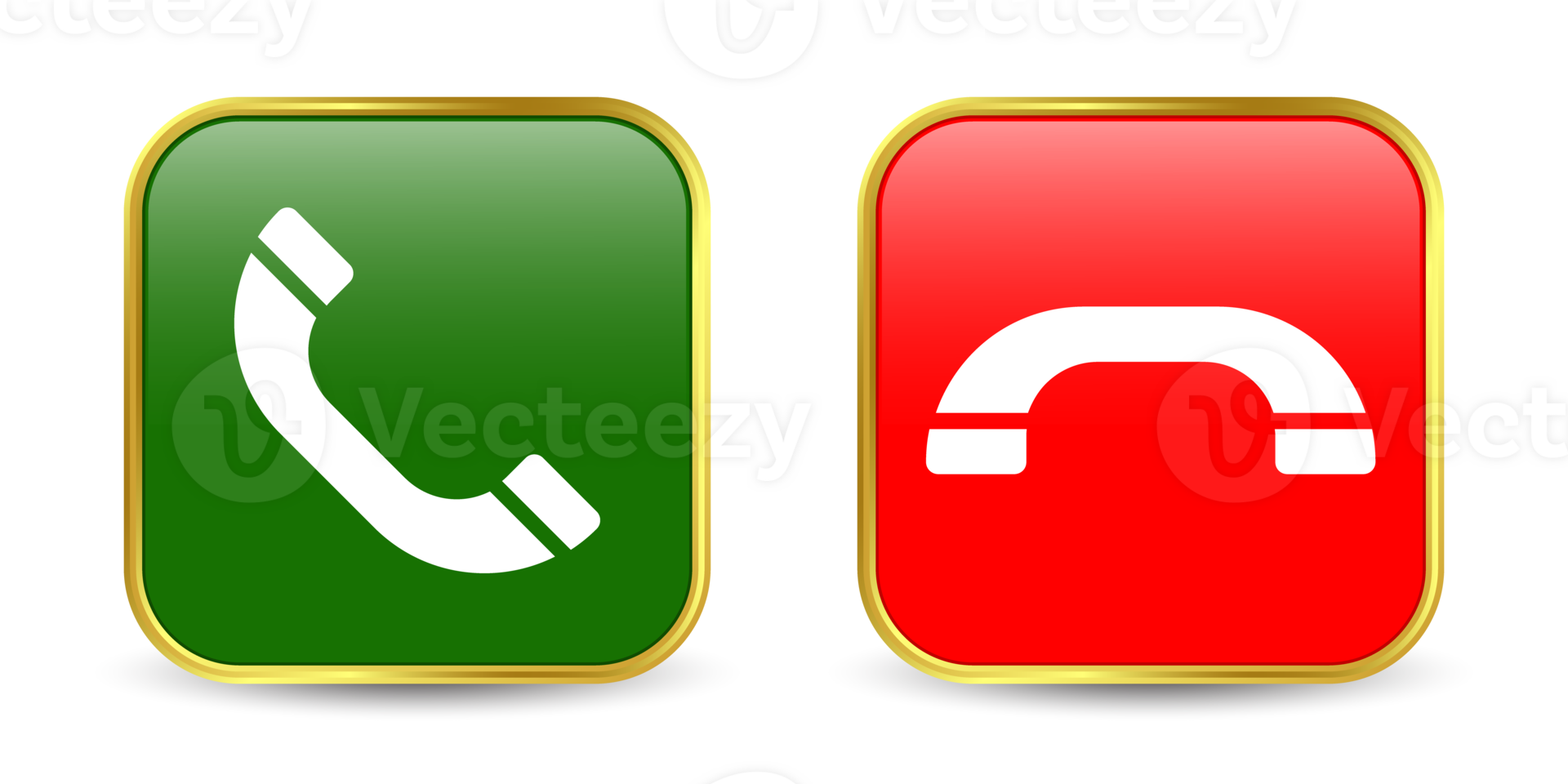 3d réaliste téléphone appel recevoir, rejeter et cadran, entrant appel bouton, rouge et vert appel pousser bouton, Téléphone signe, appel J'accepte et déclin symbole, répondre et rejeter appel bouton ensemble icône png