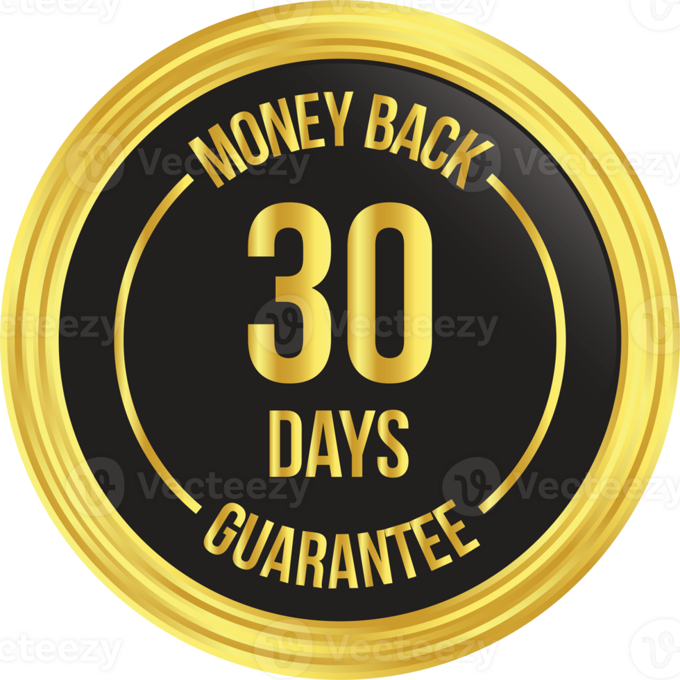 Glossy 30 Days Money Back Guarantee, Full Refund Guarantee, 100 Percent Refund Badge, Quality Assurance Badge, Reliability In Business And Services Online And Offline Design Element png