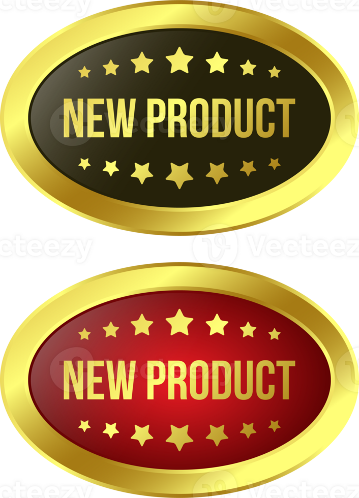 Glossy New Product Label, New Products Icon, New Product Banner, 3D Realistic Business Badge Design, Arrival Goods Rubber Stamp png