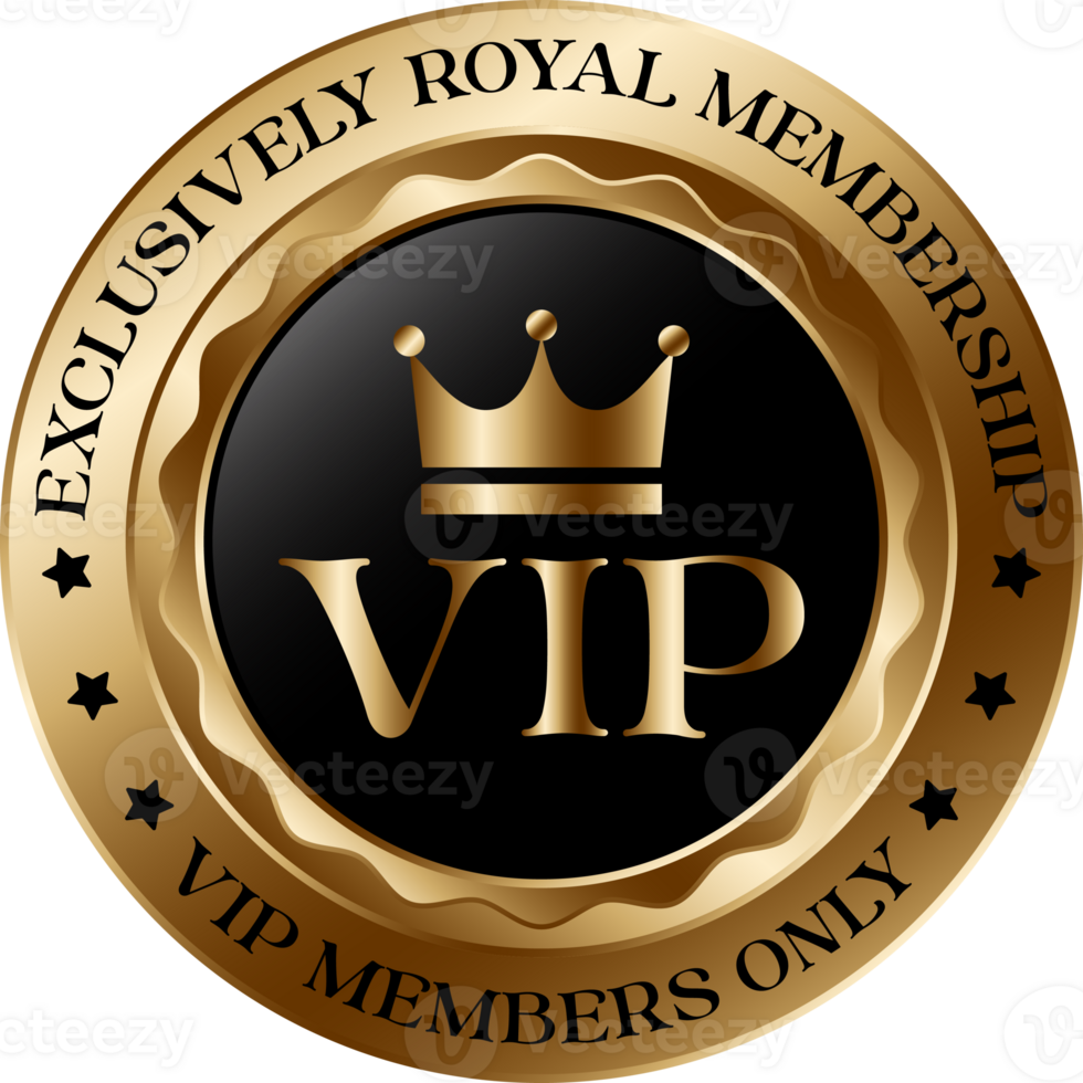 Glossy VIP Black Glass Label With Gold Crown, VIP Membership For Night Club, Luxury Badge Template, Exclusively Royal Membership, King And Queen Crown Icon, VIP Members Only png