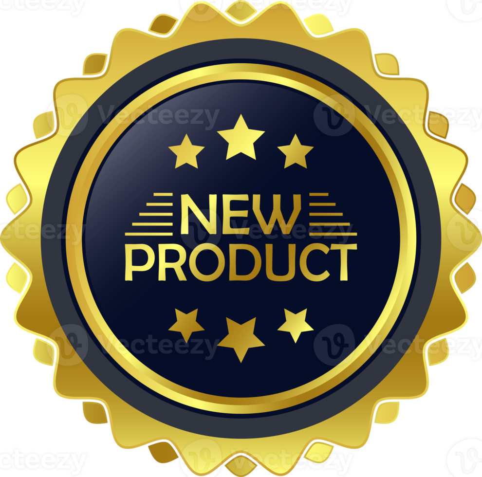 Glossy New Product Label, New Products Icon, New Product Banner, 3D Realistic Business Badge Design, Arrival Goods Rubber Stamp png