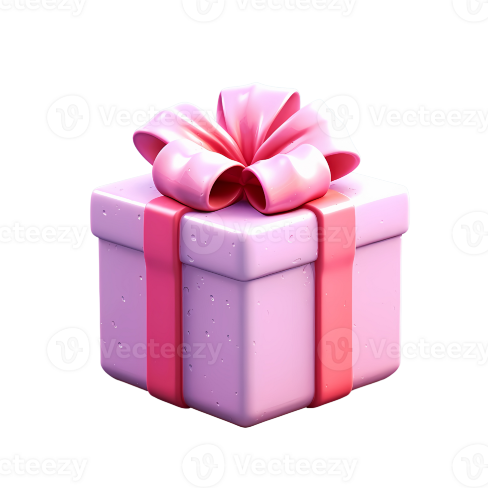 A 3D gift box with a pastel ribbon bow, A 3D flying box of modern holiday surprises. Realistic icon for gift banners. generative AI png