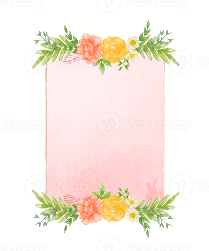 Watercolor floral wreath bouquet label badge png