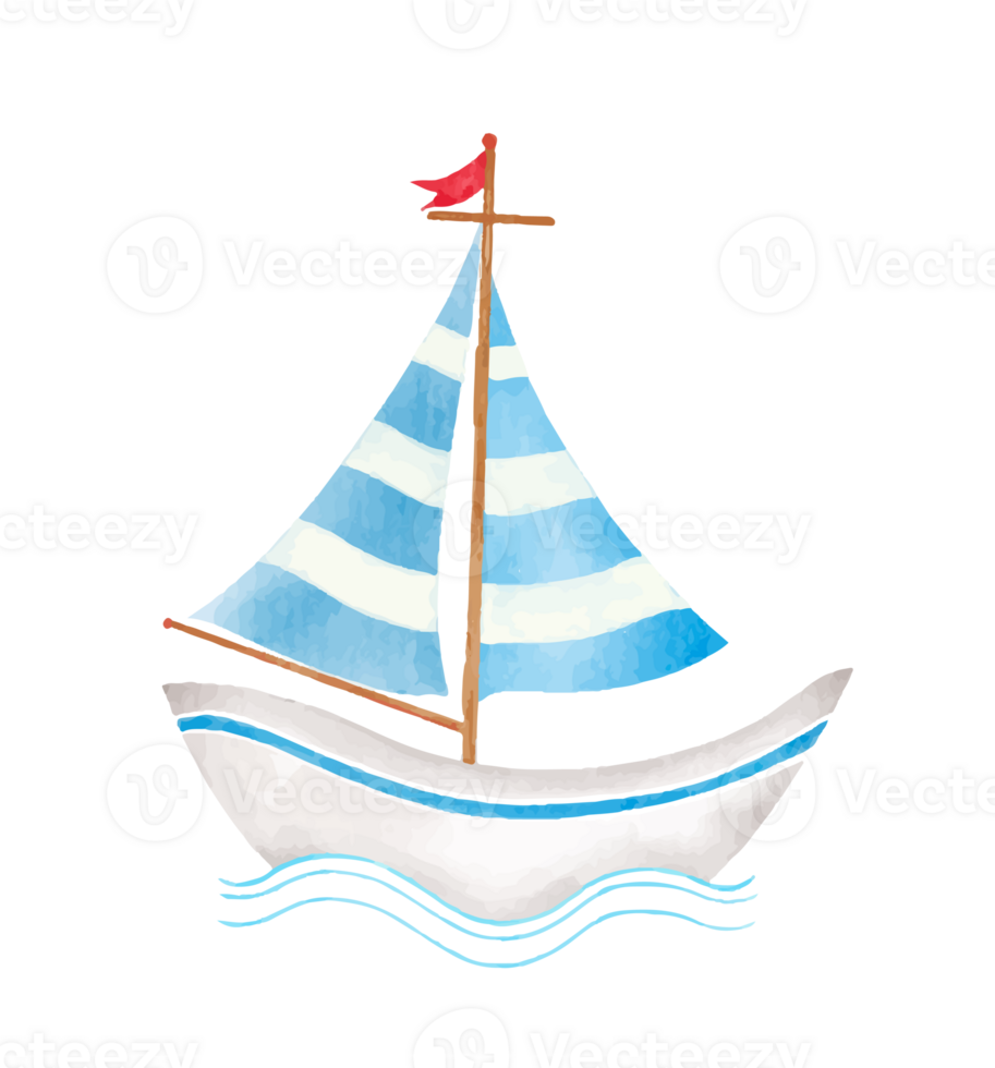 cute sailboat watercolor png