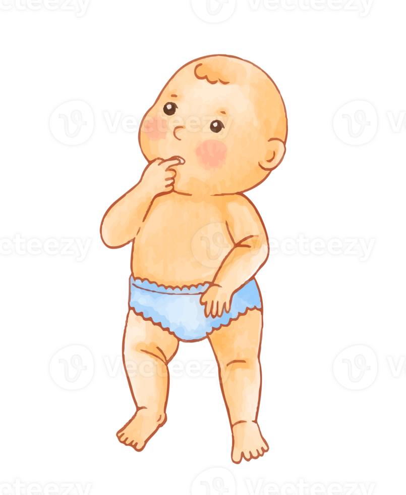 Watercolor illustration of cute baby png