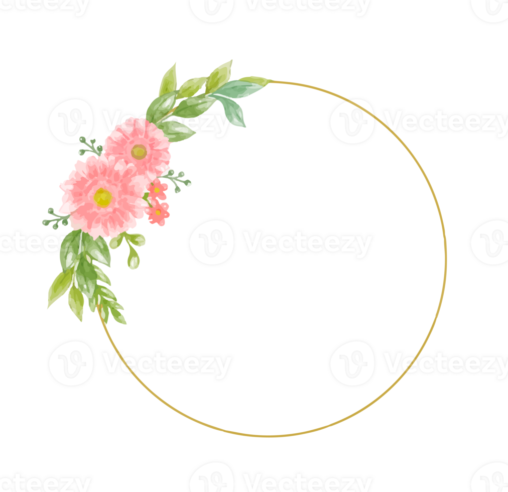 Watercolor floral wreath bouquet label badge png