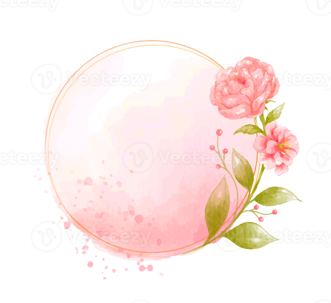 Watercolor floral wreath bouquet label badge png