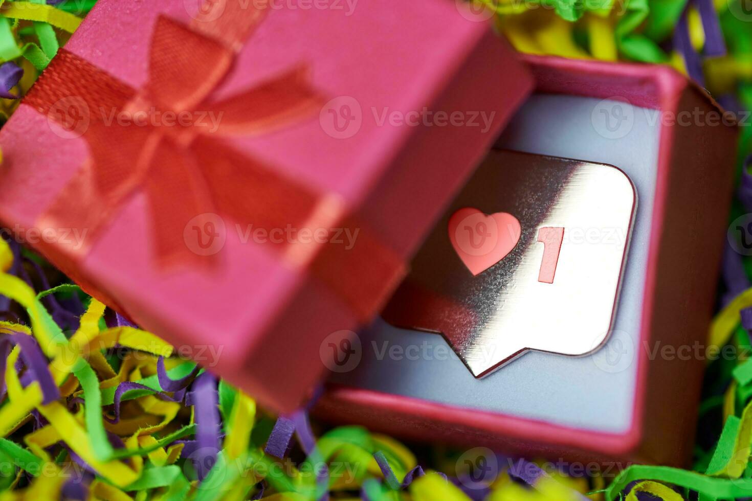 Like symbol in gift box photo