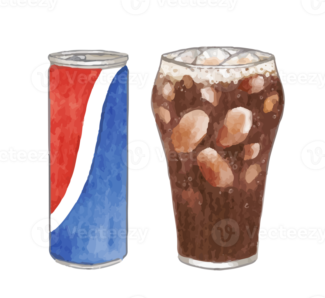 cola soda dryck vattenfärg png