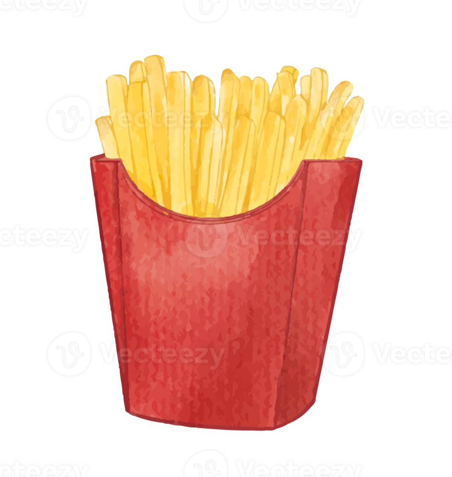 French fries chips watercolor png