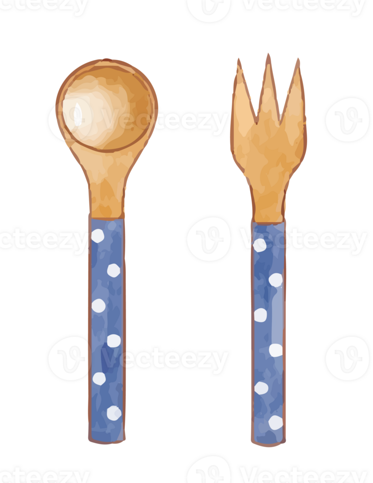 spoon and fork cartoon watercolor 26495055 PNG