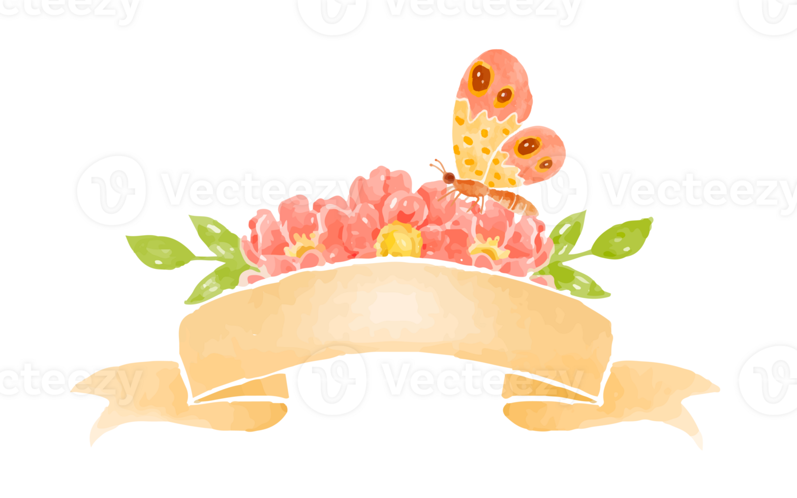 vattenfärg blommig krans bukett png