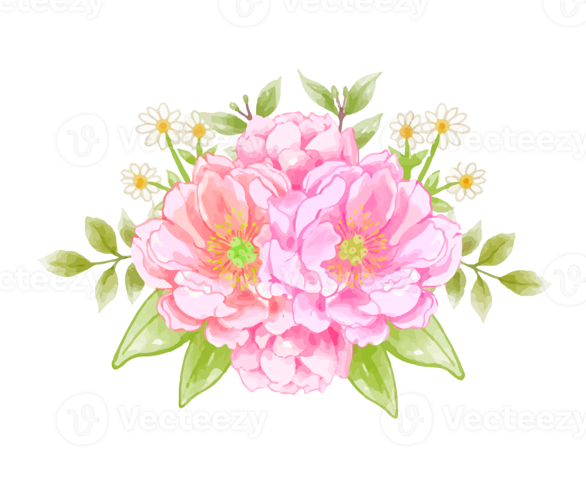 Watercolor floral wreath bouquet png