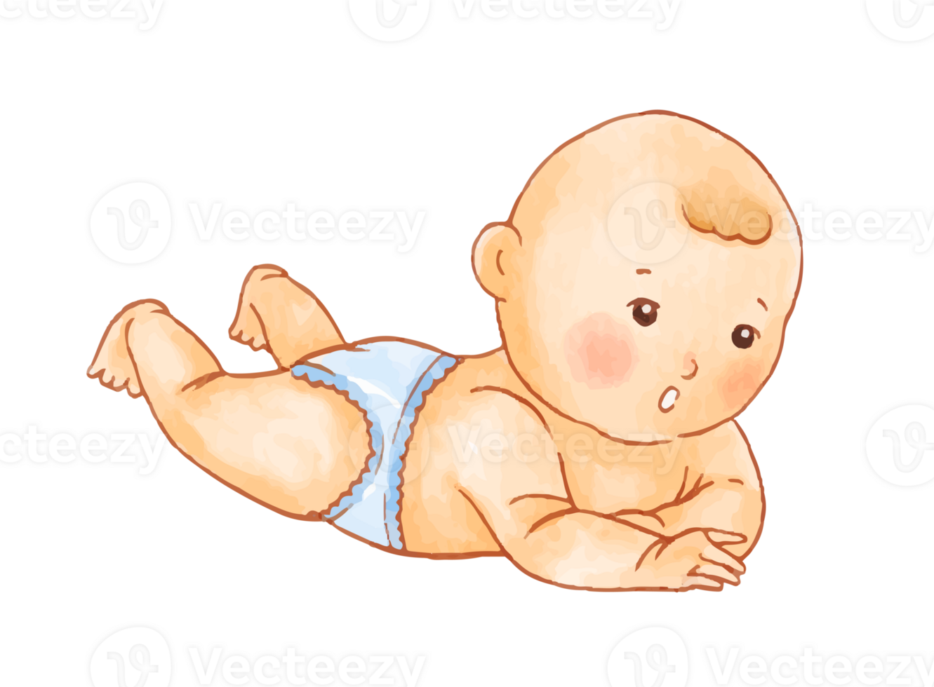 Watercolor illustration of cute baby png