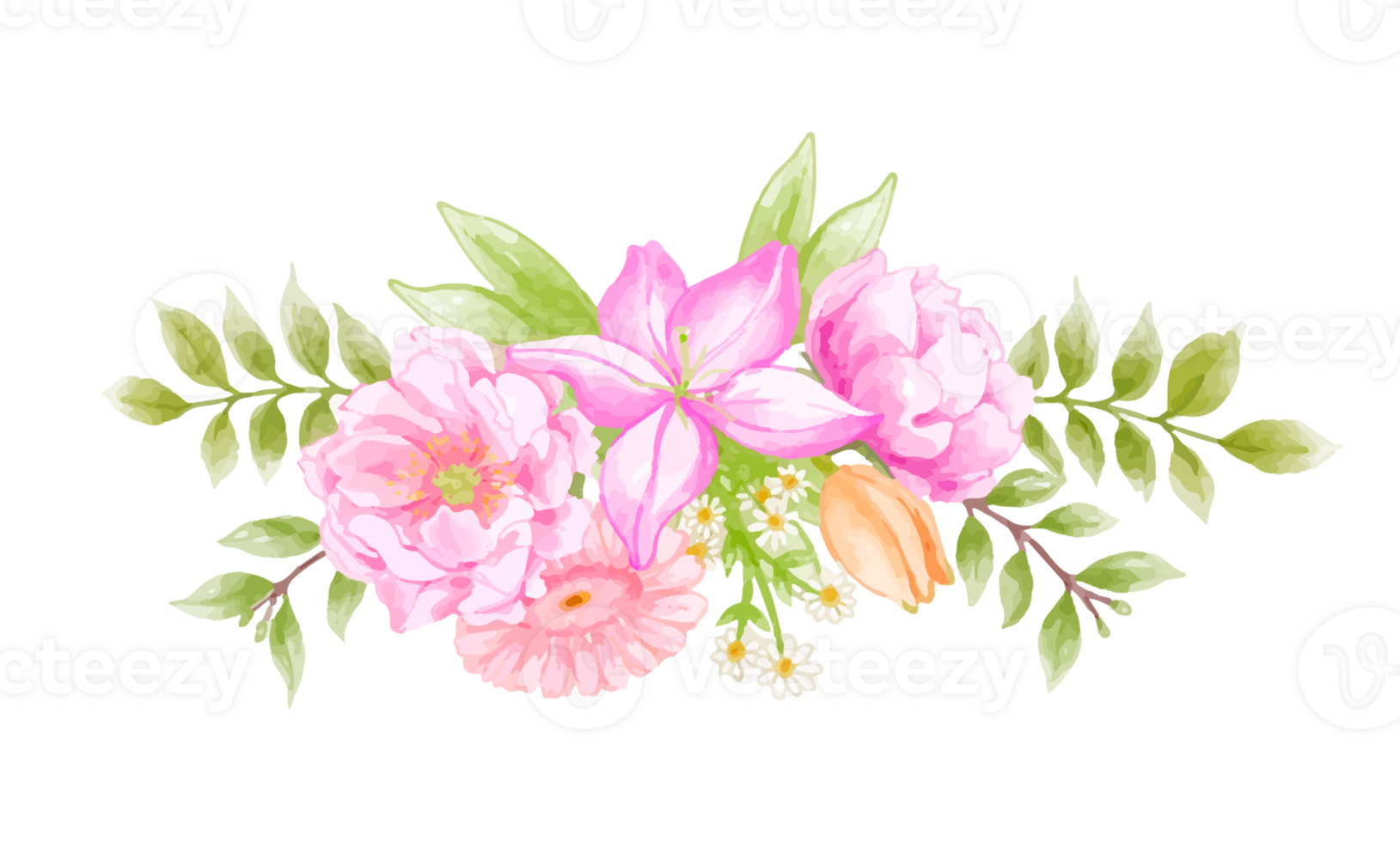 Watercolor floral wreath bouquet png