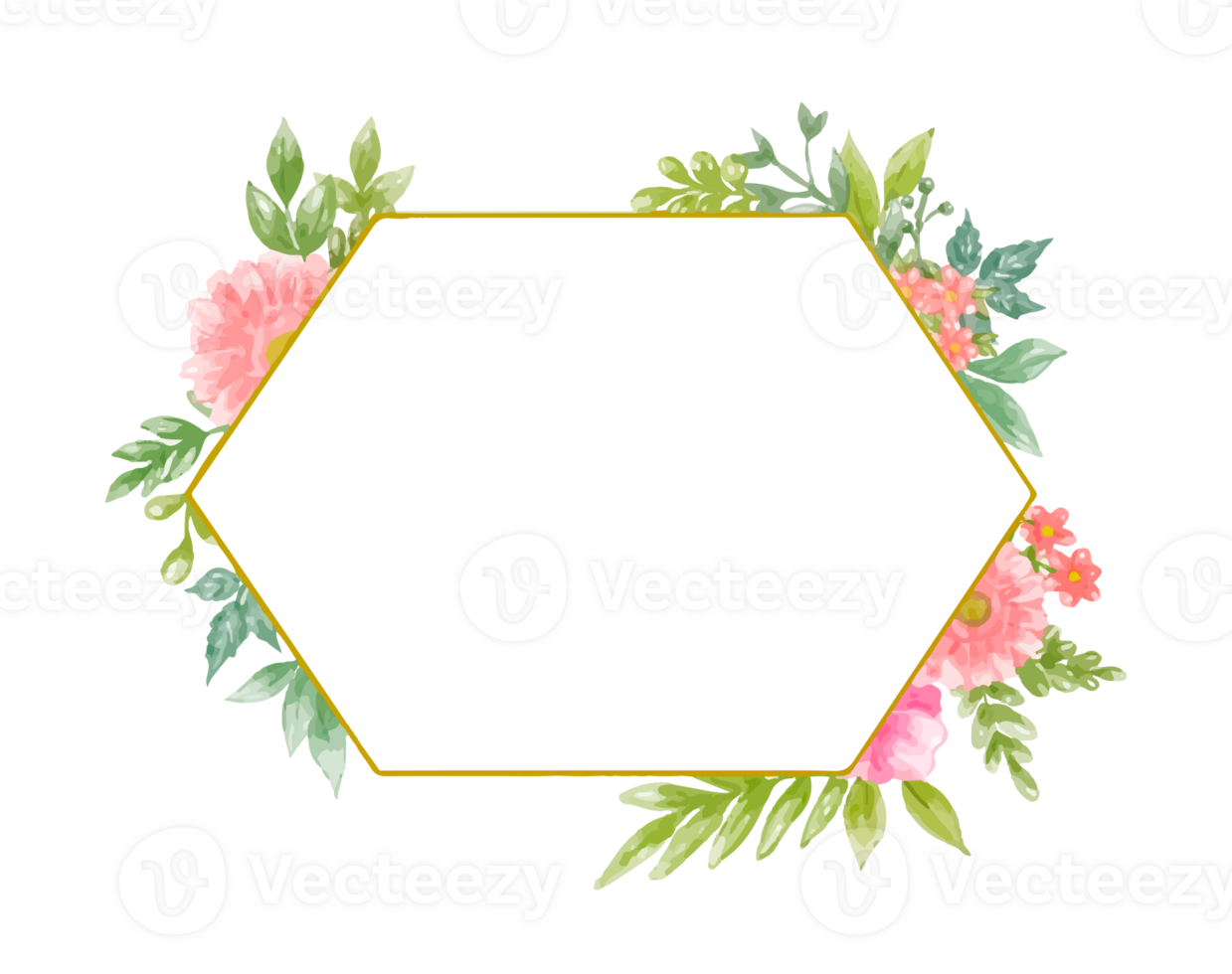 Watercolor floral wreath bouquet label badge png