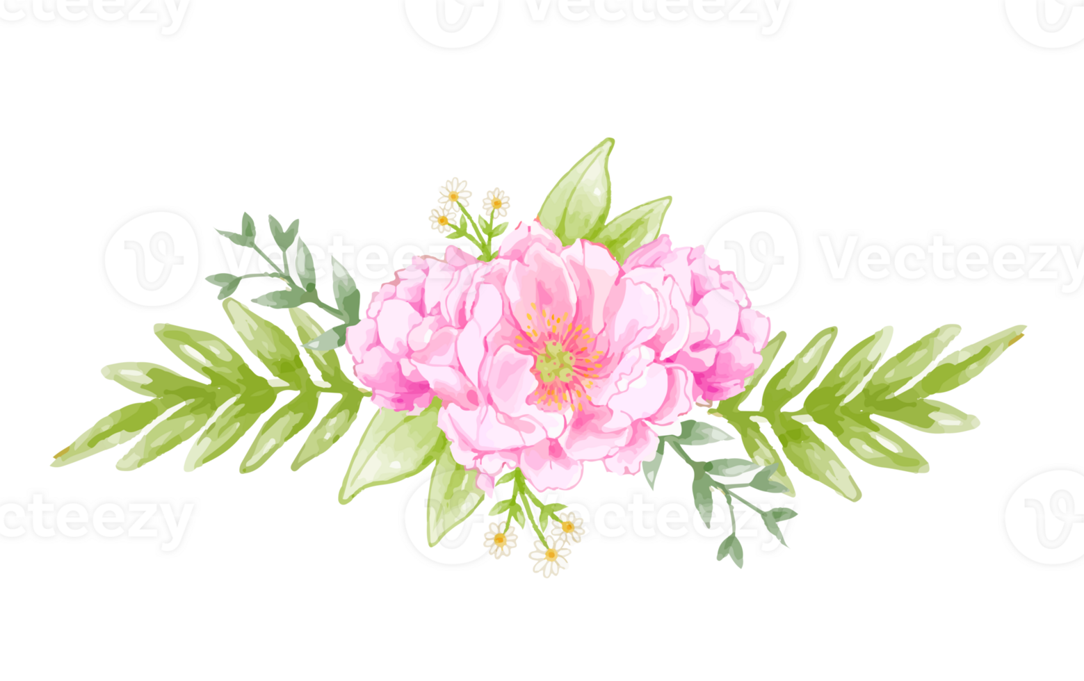 vattenfärg blommig krans bukett png